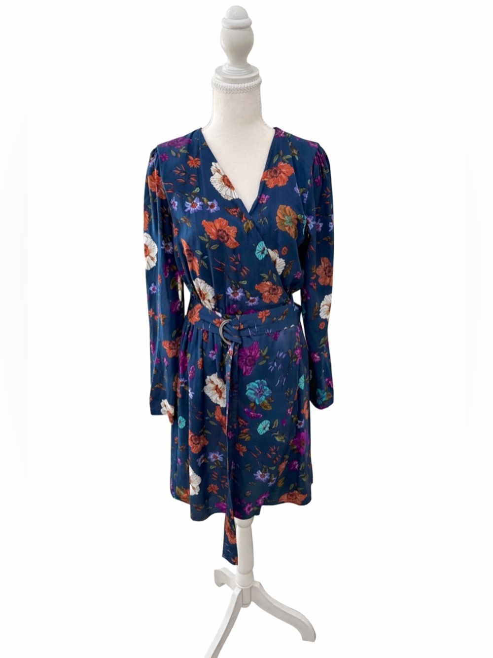 Essentiel Antwerp Floral Wrap Dress Belted Blue Multicolor Size 38